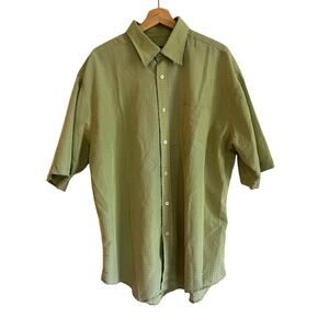 Bugatchi Uomo Light Green Micro Check Short Sleeve Button Up Shirt